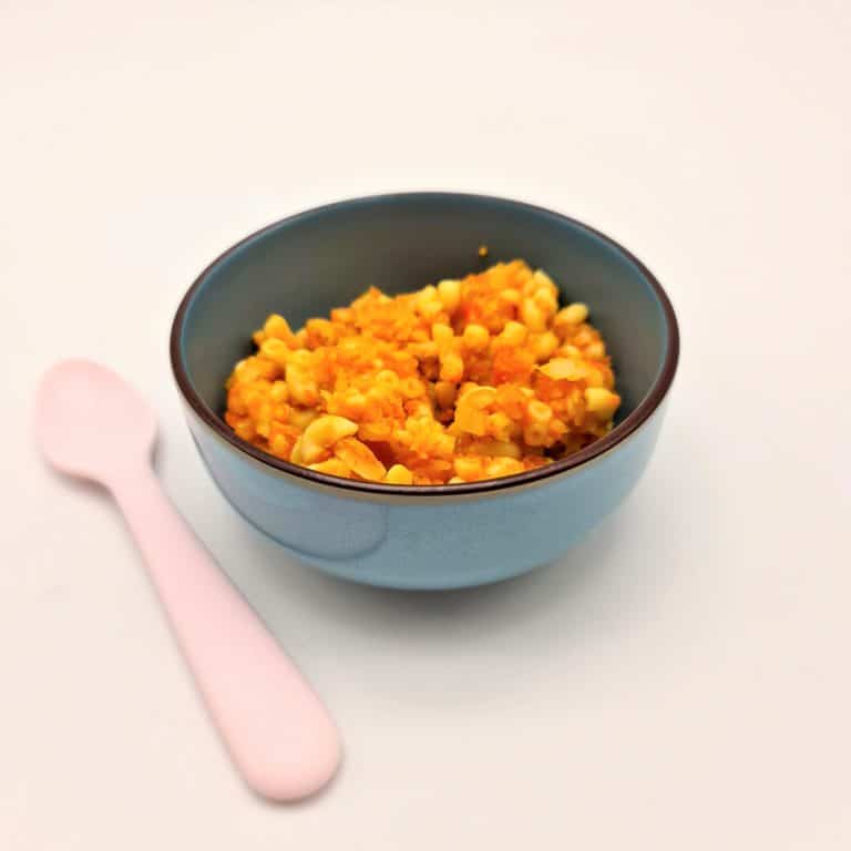 La recette de coquillettes carotte et chou-fleur pour un repas complet en DME.