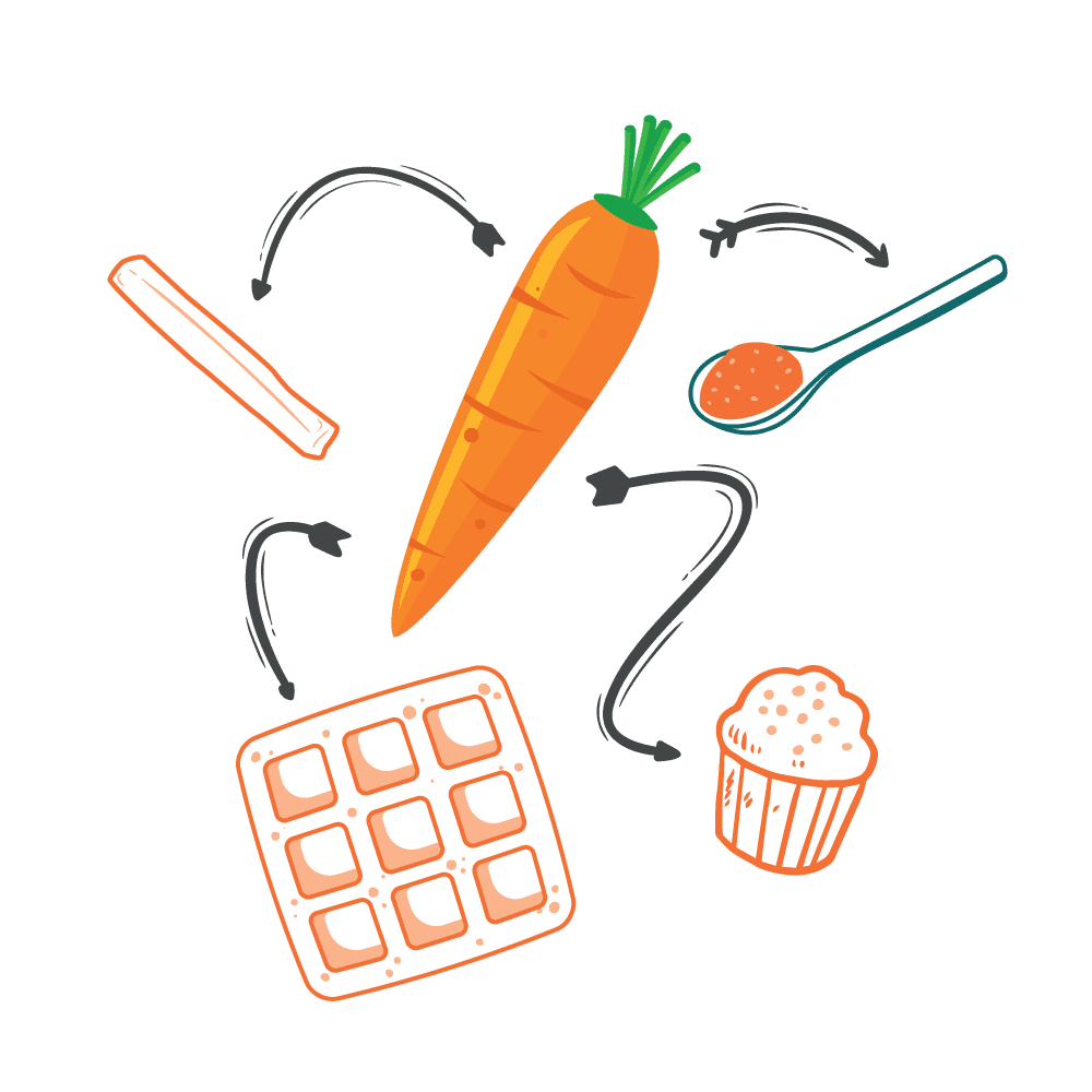Comment proposer les légumes à bébé ? Découvrez ici les différents formats pour la carotte.