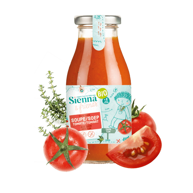 Découvrez la soupe de tomate aux herbes sienna friends pour les bébés dès 8 mois.
