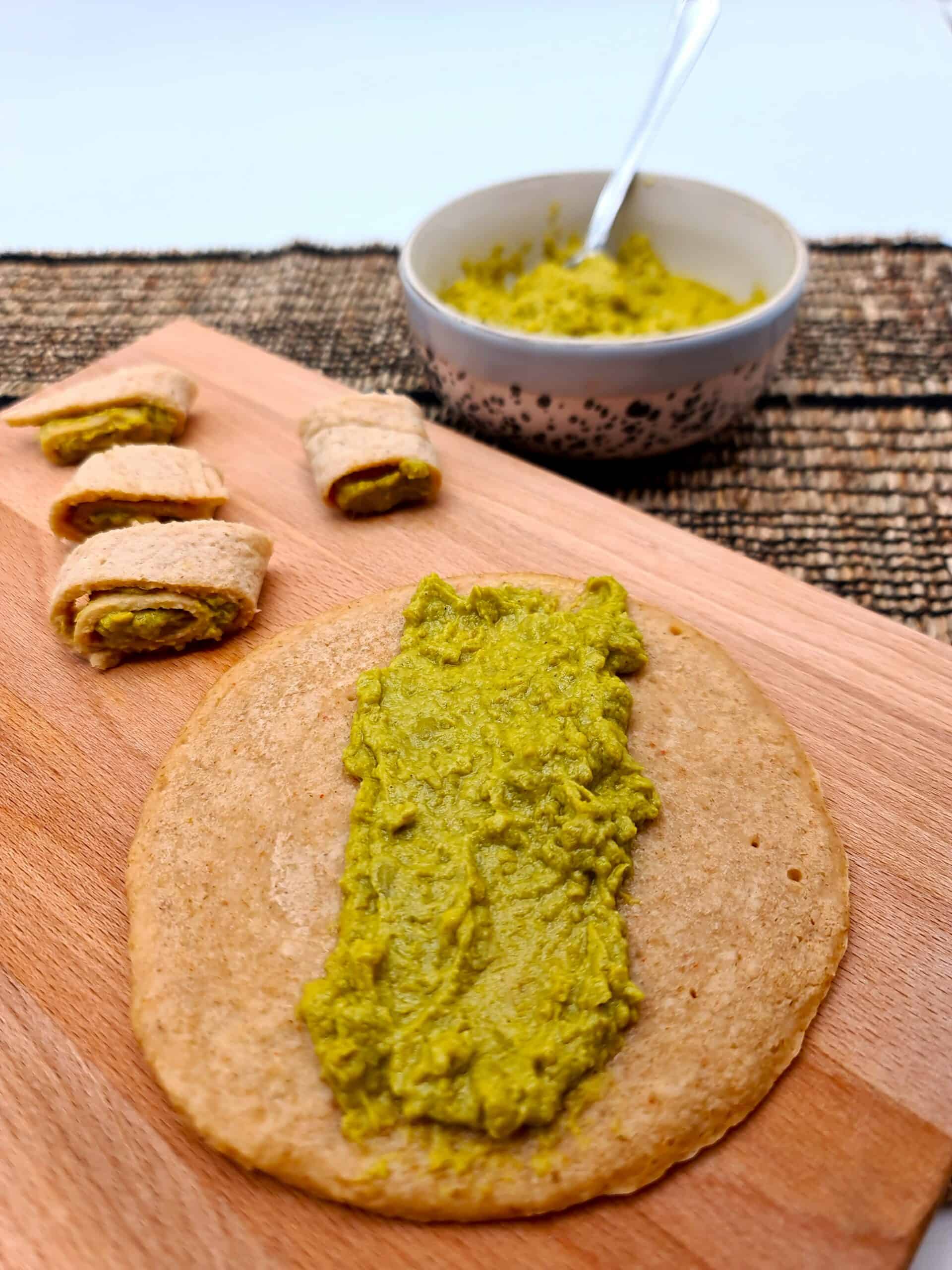 Tortilla express à la tartinade de petit pois DME Bébé