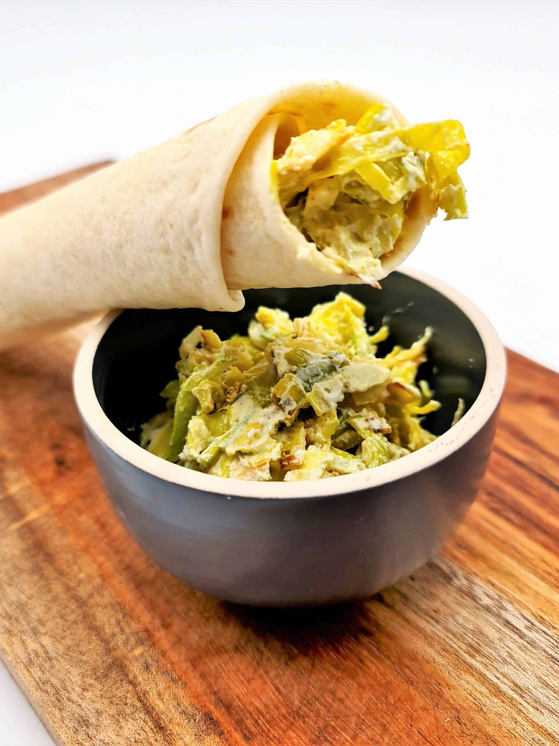 Leek Wrapped Leek and ricotta wrap - BLW Baby