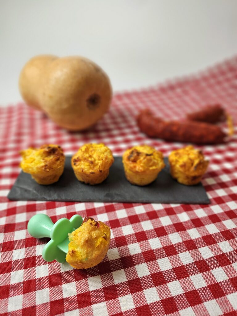 Mini muffins / cakes au chorizo et butternut à faire découvrir à bébé et toute la famille !