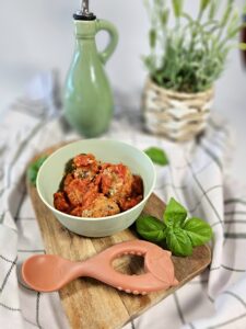 RAPLEY-METHODE Recept 6 maanden: vegetarische knoedels met peulvruchten in hun zelfgemaakte, gemakkelijke en smeltende tomatensaus.