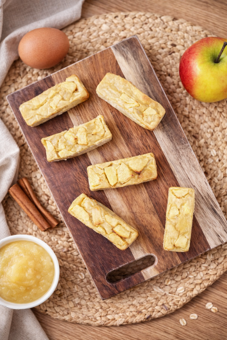 Baby apple flan from 6 months: easy BLW recipe, melt-in-your-mouth and with no added sugar, perfect for snack or dessert.