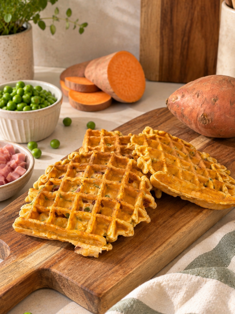 Galettes patate douce bébé dès 6 mois : une recette DME moelleuse aux petits pois et au jambon, facile à préparer et à prendre en main.